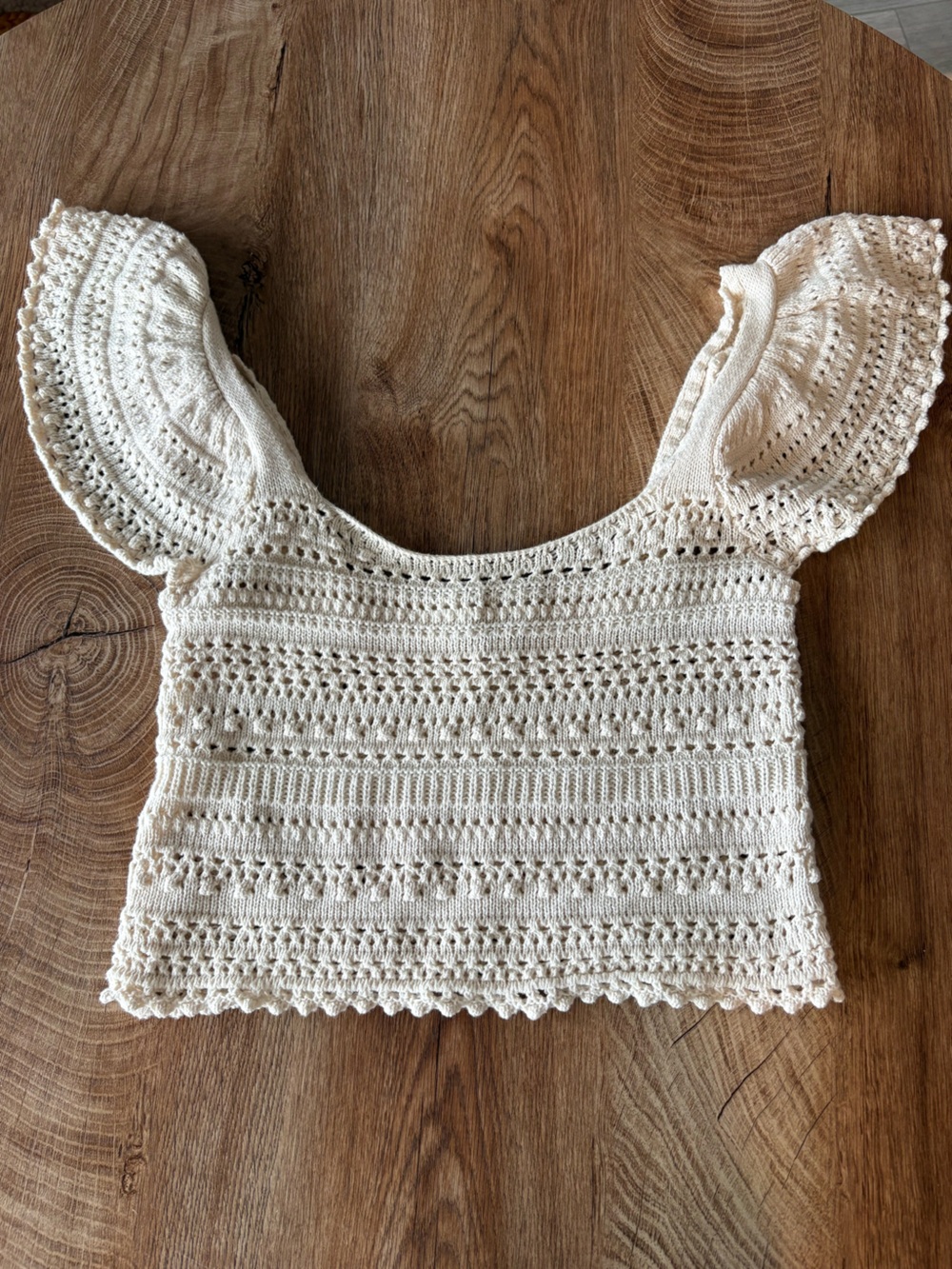 Sincerely Jules Cream Crochet Flutter-Sleeve Camisole